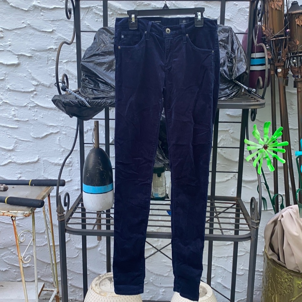 Velvet navy blue low rise skinny jeans